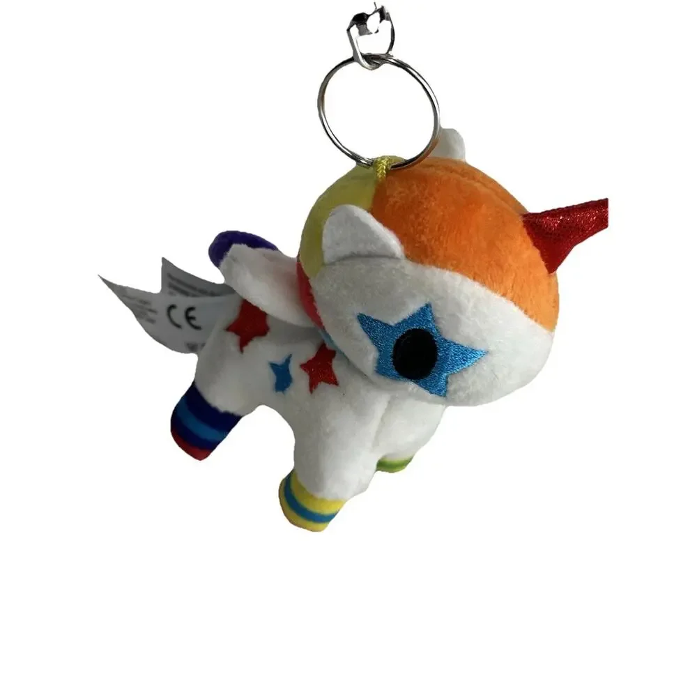 Tokidoki Unicorn White Colorful Stars Keychain Mini Plush 4” X 3.25”